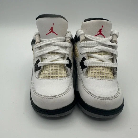 Jordan 4 Retro White Cement Kids 6C White Grey 308500-103 Toddler Sneakers - Picture 3 of 8